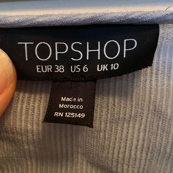 TOPSHOP blue‎ twist waist open front blouse - Picture 5 of 9